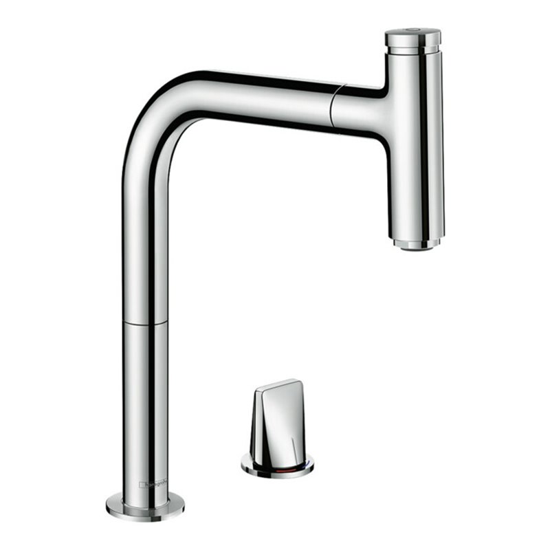 hansgrohe 2-Loch-Spültisch-Einhebelmischer 200 Metris Se M71 Eco mit Ausziehauslauf, 1jet, sBox, chrom