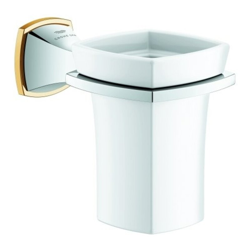 Grohe Halter Grandera mit Keramik-Mundspülglas, chrom/gold