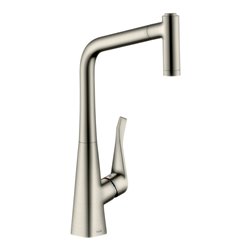 hansgrohe Spültisch-Einhebelmischer 320 Metris M71 EcoSm. m Ausz-br, 2jet, 5,8 l/m., Edelstahl-Optik