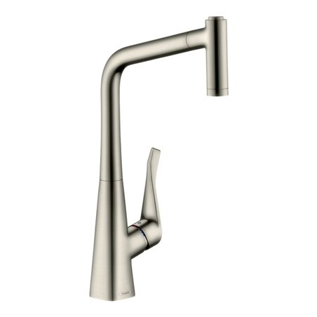 hansgrohe Spültisch-Einhebelmischer 320 Metris M71 EcoSm. m Ausz-br, 2jet, 5,8 l/m., Edelstahl-Optik
