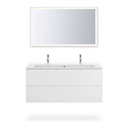 Duravit Möbelwaschtisch Me by Starck 123x49cm, 2 HL, m ÜL, Hahnlochbank, weiß