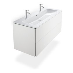 Duravit Möbelwaschtisch Me by Starck 123x49cm, 2 HL, m ÜL, Hahnlochbank, weiß