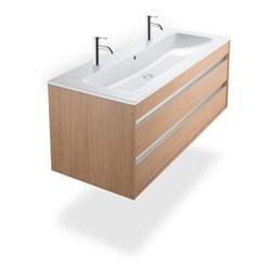 Duravit Möbelwaschtisch Me by Starck 123x49cm, 2 HL, m ÜL, Hahnlochbank, weiß