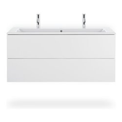 Duravit Möbelwaschtisch Me by Starck 123x49cm, 2 HL, m ÜL, Hahnlochbank, weiß