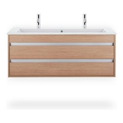 Duravit Möbelwaschtisch Me by Starck 123x49cm, 2 HL, m ÜL, Hahnlochbank, weiß
