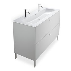 Duravit Möbelwaschtisch Me by Starck 123x49cm, 2 HL, m ÜL, Hahnlochbank, weiß