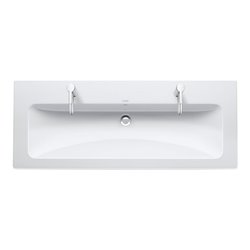 Duravit Möbelwaschtisch Me by Starck 123x49cm, 2 HL, m ÜL, Hahnlochbank, weiß