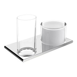 Keuco Doppelhalter Edition 400 verchromt, m Echtkr.-Glas u. Lotionssp.