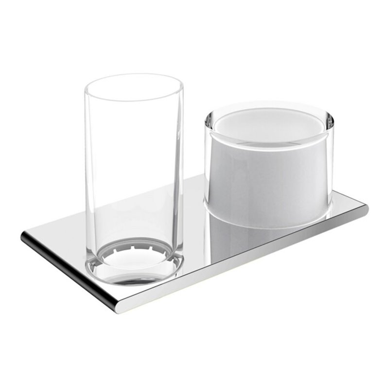 Keuco Doppelhalter Edition 400 verchromt, m Echtkr.-Glas u. Lotionssp.