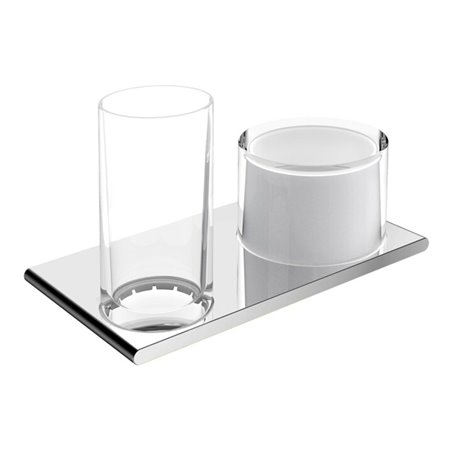 Keuco Doppelhalter Edition 400 verchromt, m Echtkr.-Glas u. Lotionssp.