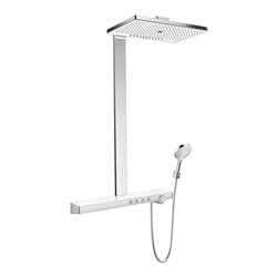 hansgrohe Showerpipe Rainmaker Select 3 jet, mit Thermostat, weiß/chrom