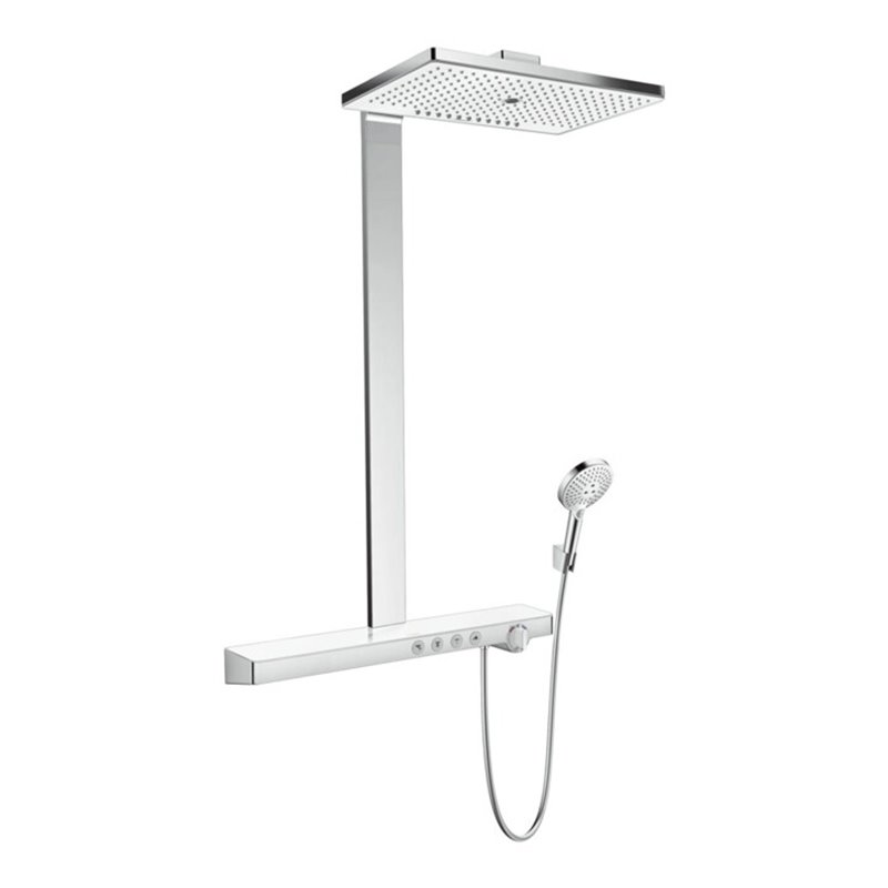 hansgrohe Showerpipe Rainmaker Select 3 jet, mit Thermostat, weiß/chrom