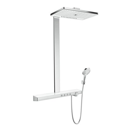 hansgrohe Showerpipe Rainmaker Select 3 jet, mit Thermostat, weiß/chrom