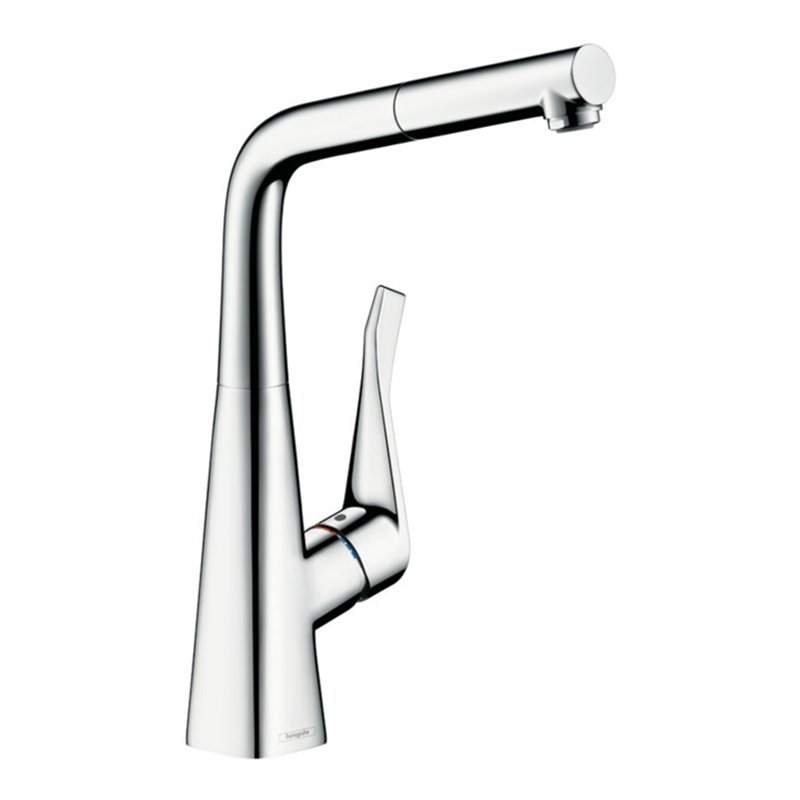 hansgrohe Spültisch-Einhebelmischer 320 Metris M71 mit Ausziehauslauf, 1jet, sBox, chrom