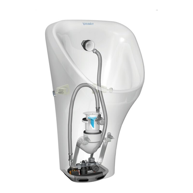 Duravit Elektronik-Absaug-Urinal DuraStyle 30x34cm, Bat-A, riml., o. Fl, we Hyg gl