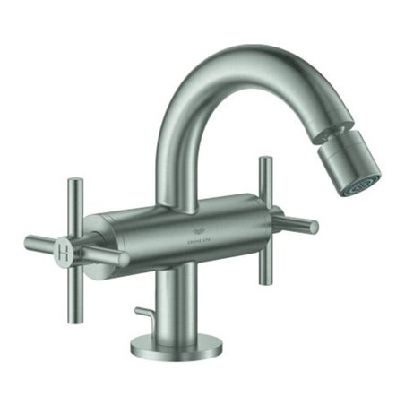 Grohe Bidet-Zweigriff-Armatur Atrio 1/2', mit Kreuzgriffen, supersteel