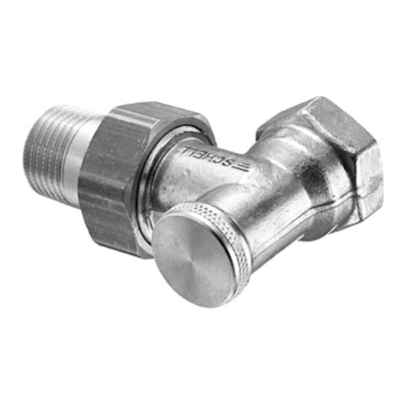 Schell Radiatorverschraubung R 1/2xG 1/2 IG, Eck, absperrb., MS vern.