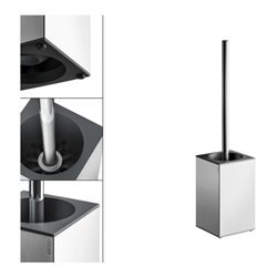 Keuco Bürstengarnitur Edition 90 Square Standmod., Kst.-Einsatz anthr., verchromt