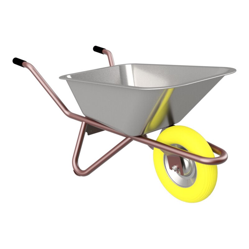 Schake Schubkarre Typ Polier, Tiefmulde 90 Liter mit Drahteinlage ohne Muldenstütze mit PU-Rad