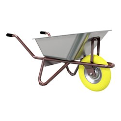 Schake Schubkarre Typ Geselle, Tiefmulde 90 L, Blechstärke 1,5 mm, mit Muldenstütze mit PU-Rad