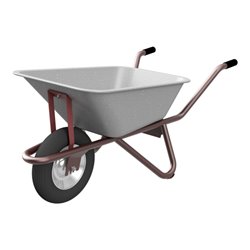 Schake Schubkarre Typ Geselle, Tiefmulde 90 L, Blechstärke 1 mm, mit Muldenstütze und Luftrad