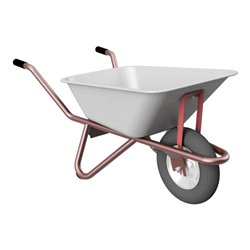 Schake Schubkarre Typ Geselle, Tiefmulde 90 L, Blechstärke 1 mm, mit Muldenstütze und Luftrad