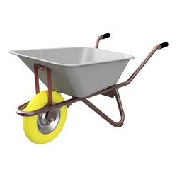 Schake Schubkarre Typ Geselle, Tiefmulde 90 L, Blechstärke 1 mm, mit Muldenstütze mit PU-Rad