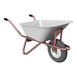 Schake Schubkarre Typ Polier, Tiefmulde 90 Liter mit Drahteinlage mit Muldenstütze und Luftrad