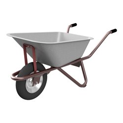 Schake Schubkarre Typ Polier, Tiefmulde 90 Liter mit Drahteinlage mit Muldenstütze und Luftrad