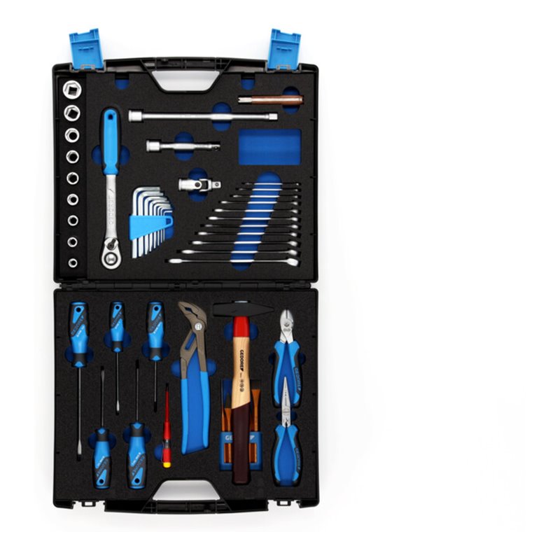 Gedore Werkzeugkoffer TOURING, Set 49-teilig, gefüllt, universal, Werkzeug, für Haushalt, im Kunststoff-Koffer, 1000