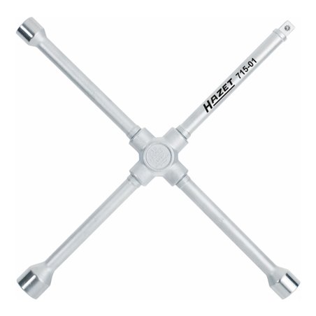 HAZET Kreuzschlüssel 715-01 Außen-Sechskant Profil 17 x 19 x 22 x Außenvierkant Antrieb 12,5  1/2 Zoll