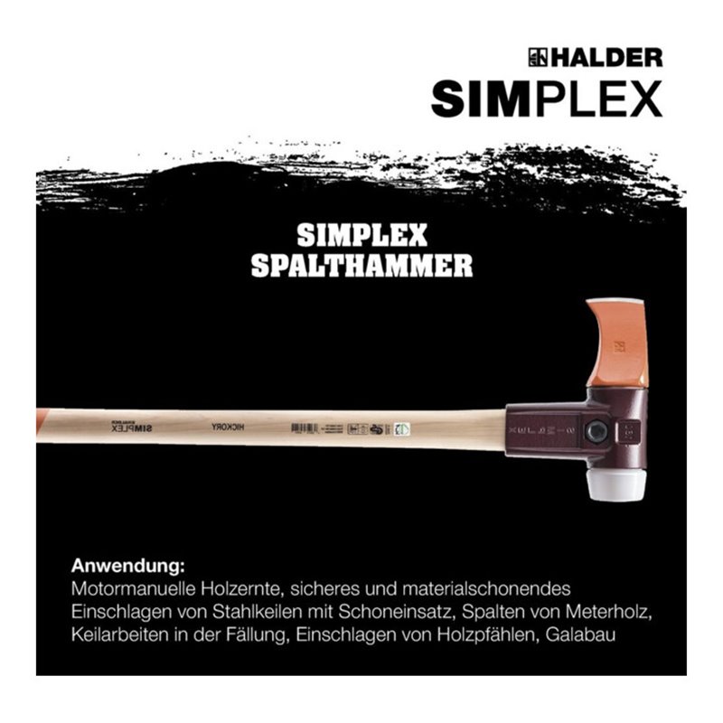 Halder Spalthammer L.850mm Simplex Hickorystiel 4100g m.Stielschutz