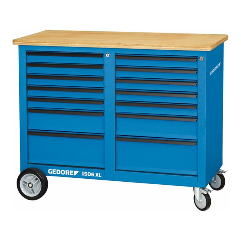 Gedore Rollwerkbank, 1,25 m breit, mit 14 Schubladen