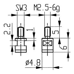 Messeins.D.4,8mm plan M2,5 HM z.Messuhren KÄFER