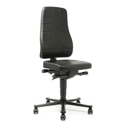 bimos Arbeitsstuhl All-In-One Highline mit Rollen und Kunstleder schwarz Sitzhöhe 450-600 mm