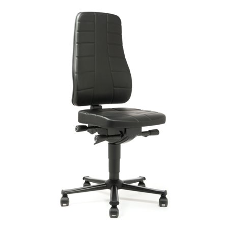 bimos Arbeitsstuhl All-In-One Highline mit Rollen und Kunstleder schwarz Sitzhöhe 450-600 mm