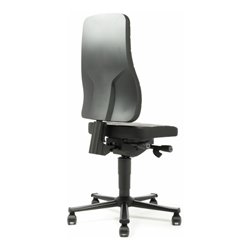 bimos Arbeitsstuhl All-In-One Highline mit Rollen und Kunstleder schwarz Sitzhöhe 450-600 mm
