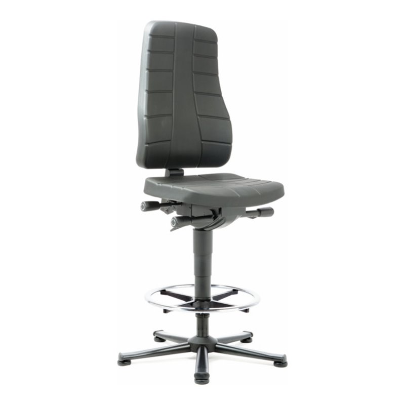 bimos Arbeitsstuhl All-In-One Highline mit Gleiter und Fußring und PU-Schaum schwarz 570-830 mm