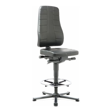 bimos Arbeitsstuhl All-In-One Highline mit Gleiter und Fußring und Kunstleder schwarz 570-830 mm