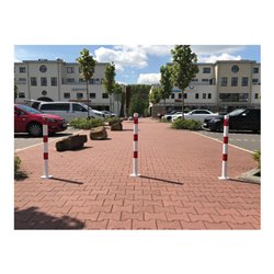 Schake Absperrpfosten Typ 460B, ortsfest, Ø 60mm, zum Einbetonieren, weiß / rot