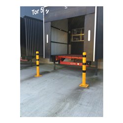 Schake Absperrpfosten Typ 476NPBG, ortsfest, 220x220 mm Ø 76mm, gelb / schwarz