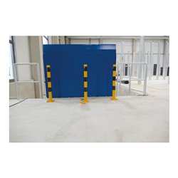 Schake Absperrpfosten Typ 470APBG, ortsfest, abnehmbar + Bodenplatte 150 x 180 mm Ø 70 x 70 mm, gelb / schwarz