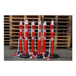 Sperrpfosten PP rot/weiß D.63mm z.Aufstellen m.Öse
