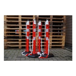 Sperrpfosten PP rot/weiß D.63mm z.Aufstellen m.Öse