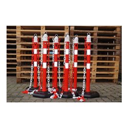 Sperrpfosten PP rot/weiß D.63mm z.Aufstellen m.Öse