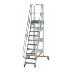 MUNK Aluminium-Plattformtreppe fahrbar 60° 10 Stufen