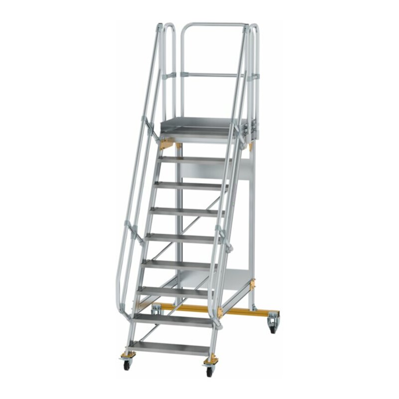 MUNK Aluminium-Plattformtreppe fahrbar 60° 9 Stufen