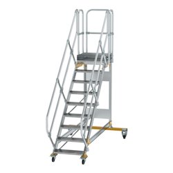 MUNK Aluminium-Plattformtreppe fahrbar 45° 9 Stufen