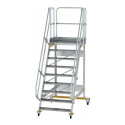 MUNK Aluminium-Plattformtreppe fahrbar 60° 9 Stufen