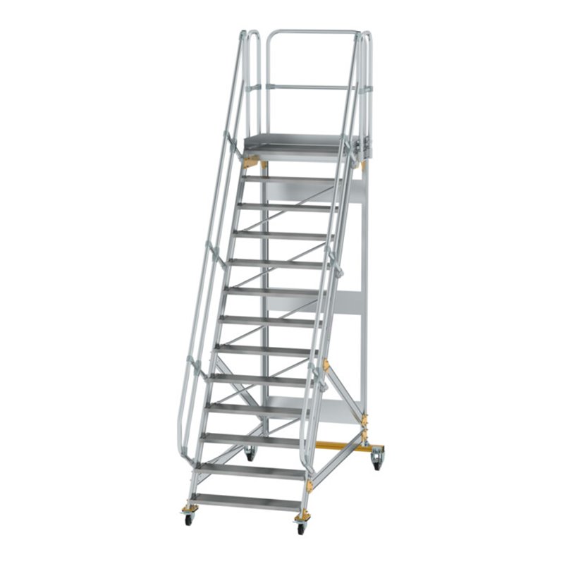 MUNK Aluminium-Plattformtreppe fahrbar 60° 13 Stufen